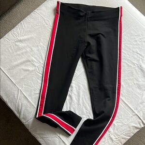 Kids Black Leggings with Red Stripes